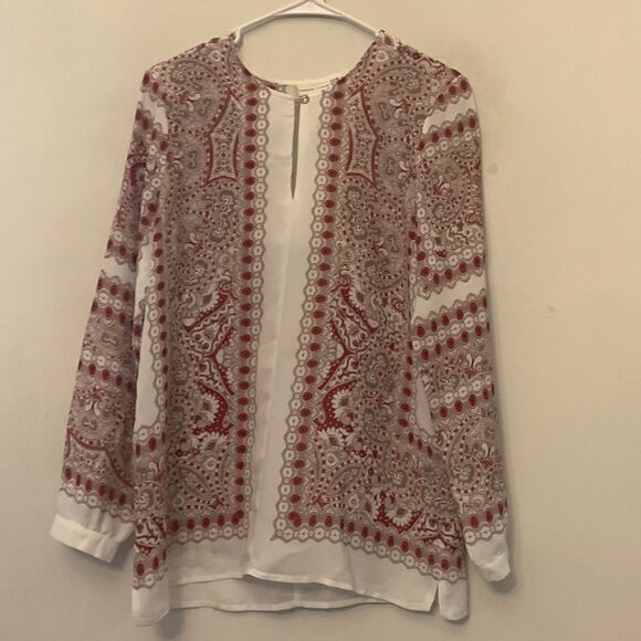 Adrienne Vittadini long sleeve sheer paisley blouse Size S EUC - Picture 1 of 8